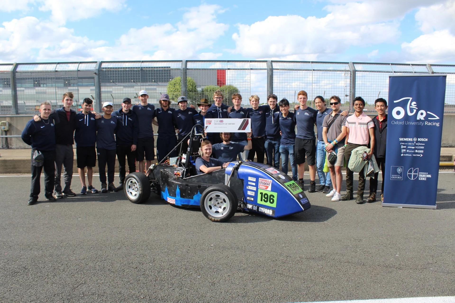 Oxford University Racing team with their Formula Student car